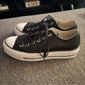 Black and White leather converse sneakers
